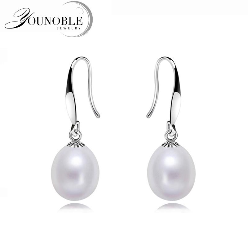 Real Natural Pearl Earrings For Wome,925 Sterling Silver White Freshwater Pearl Drop Earring Wife Mother Anniversary Gift Pink