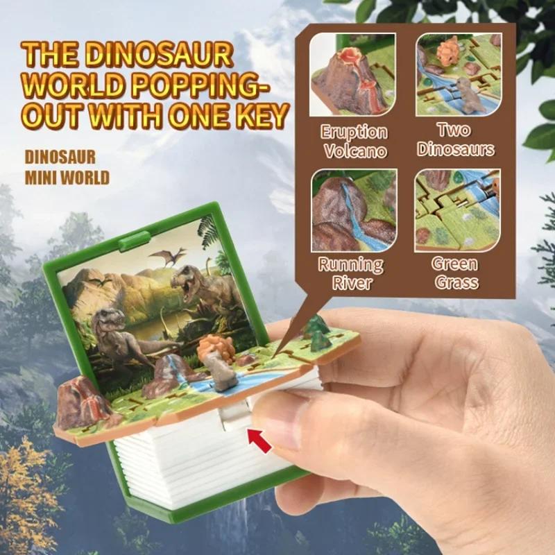 3d Dinosaur Castle Folding Book Keychain Pendant Cartoon Astronaut Soccer Field Pendant Anxiety Stress Children Kids Toy