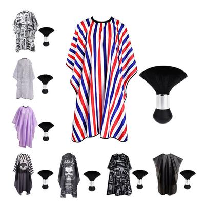 1 Set Barber Cape Wide Coverage Hair Treatment Dustproof with Non-sticky Hair Cleaning Brush Cutting Coloring Perming
