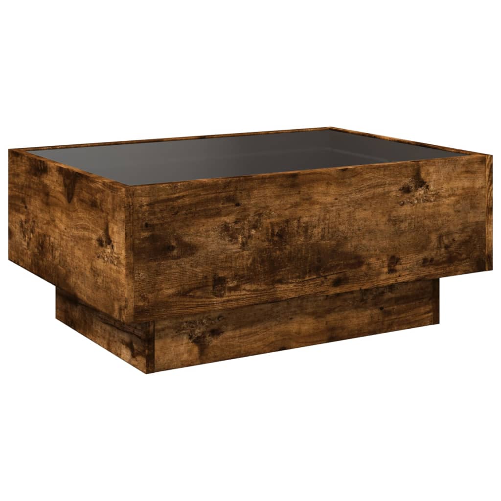 LED Coffee Table Smoked Oak 70 x 50 x 30 cm Particleboard