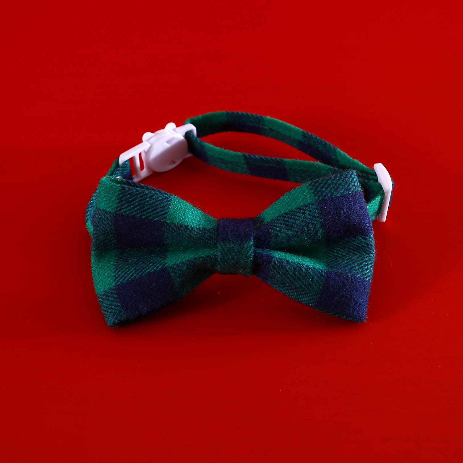 

Stylish Red And Green Checkered Bow Tie Pet Necklace Adjustable Breathable Ideal For Cats Dogs And StyleB