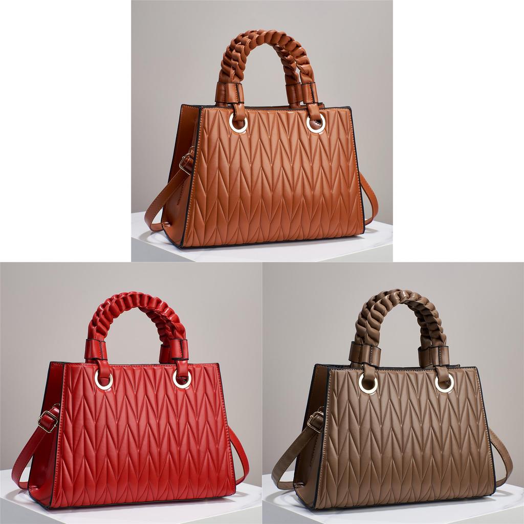 Ladies Stylish Pu Tote With Wrinkled Design And Multiple Interior Compartments For Daily Outings