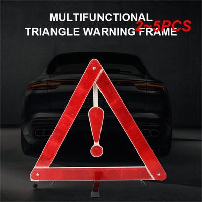 2~5PCS Folded Stop Sign Reflector Reflectante Convenient To Carry Abs Car Supplies Red Reflective Safety Hazard Car Tripod