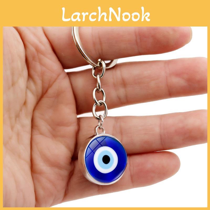 Bel Porte-clés Turc Œil Maléfique avec Pendentif Double Face en Verre Cristal