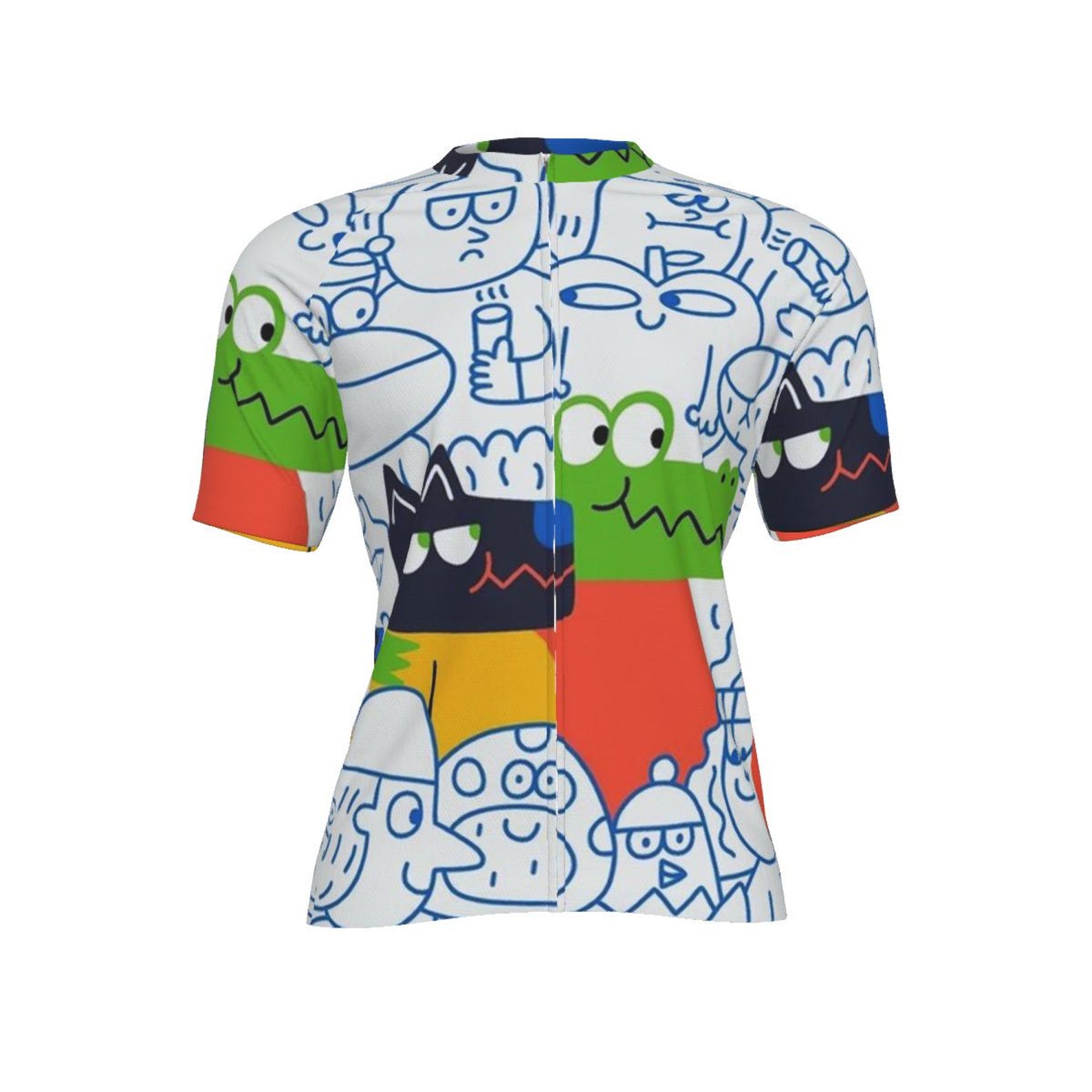 Scribble Squad Cycling Jersey – Men’s Fitted Bike Shirt, Doodle Style XL