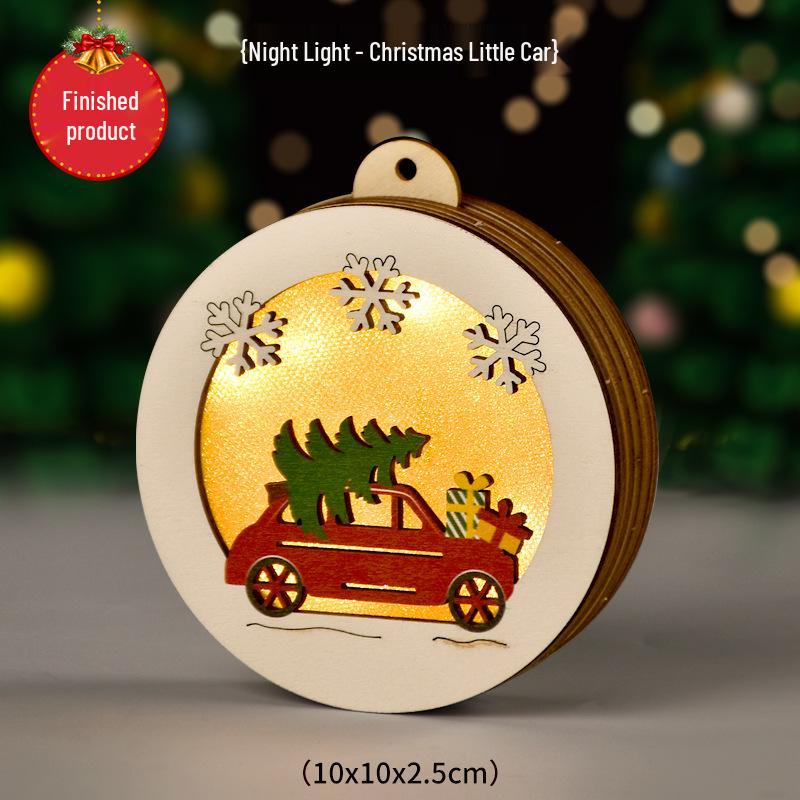 Luminous Handmade Wooden Christmas Tree Ornament Pendant Decor Gift.