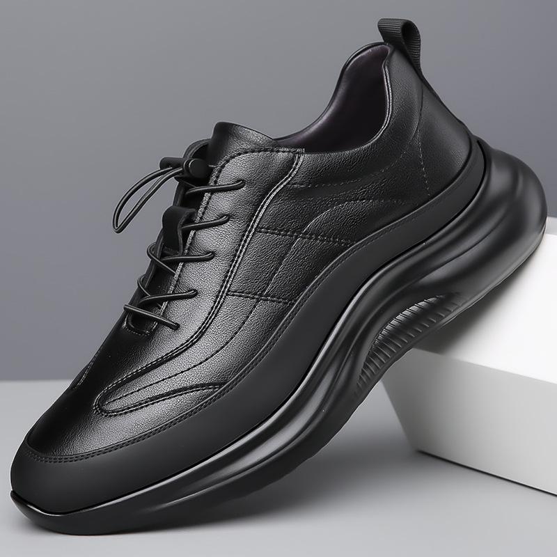 

Модные черные повседневные кроссовки из коровьей кожи для мужчин, модные новые дизайнерские туфли на платформе для весны, осени и зимы, мужские спортивные кроссовки для бега 38 чёрный