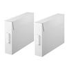 [Loop Fastener with Improved Adhesive Strength] Works Storage Box, Set of 2, White, Approximately W63XD12XH45cm (excluding Handle, Per