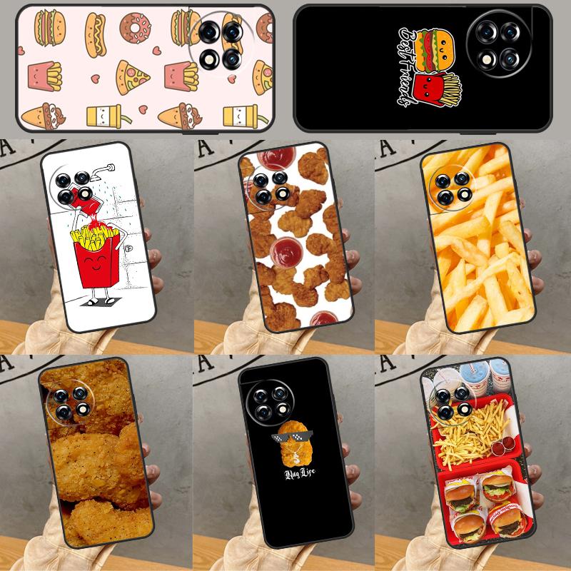 French Fries Burger Pizza Cover For OnePlus Nord 4 3 CE 2 Lite N20 N10 N30 OnePlus 8T 10T 13 13R 12 12R 11 10 Pro Case