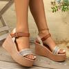 Elastic thick-soled wedge heel sandals style high heels new woven bohemian women 2025 hemp rope