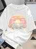 ZXHSummer Printed Womens Round Neck Tshirt Summer Casual Short Sleeved Top Street Fashion Womens Versatile