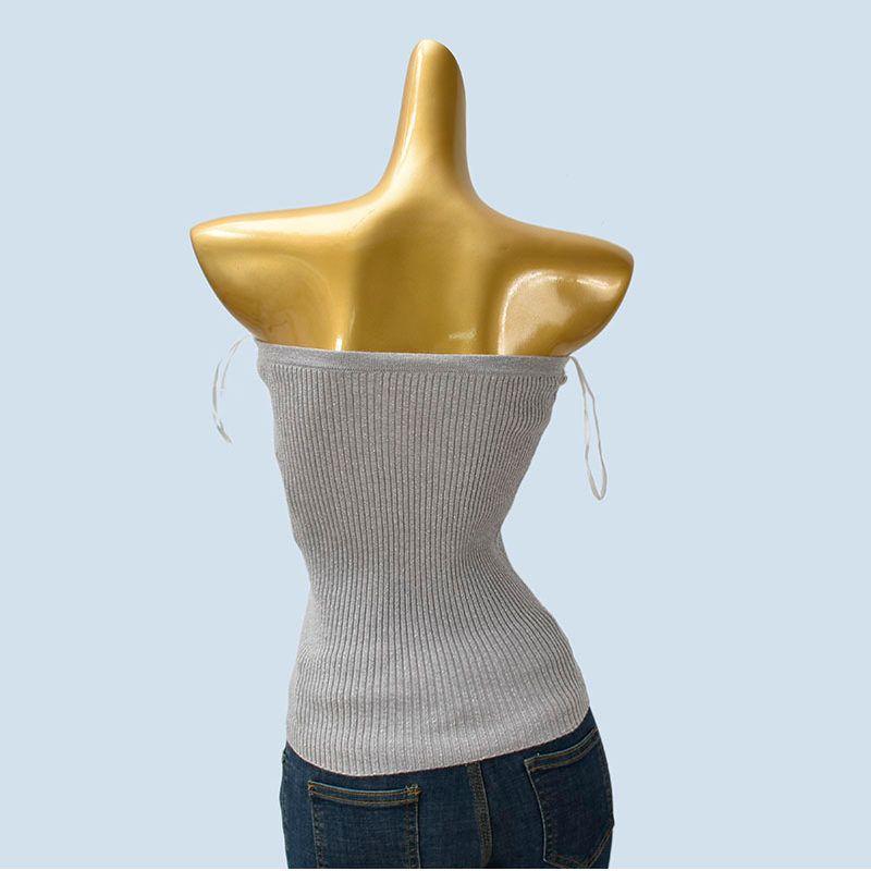 Export Single Stylish Double Zipper Tube Top Knitting Camisole Women's Summer New Arrival Base Sexy Pure Desire Tops