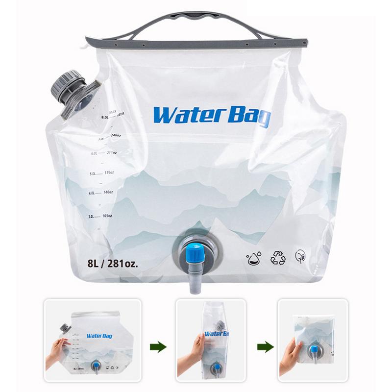 8L Camping Water Bag With Faucet Portable Water Container Folding Water Storage Carrier Jug outdoor Water Pouch For Camping