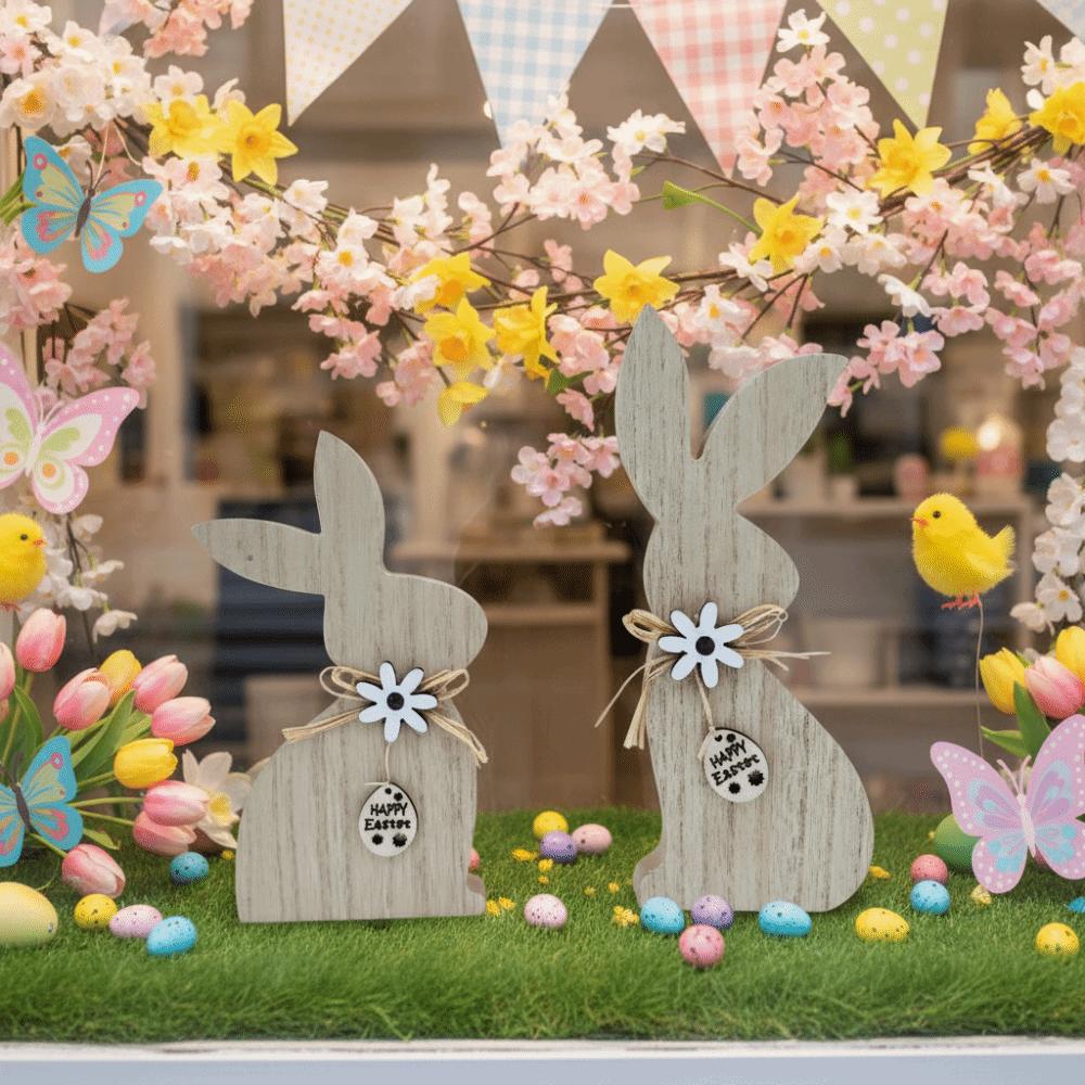 Minimalist Easter Bunny Crafts Cartoon Wooden Rabbit Decoration Easter Bunny Ornaments  Party