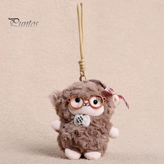 Aesthetic Keychain Gift Plush Sheep Doll Pendant for Bags And Keys, Soft Curly Stuffed Animal Waxy with Bow Glasses Accessories, Cute Hanging Ornament