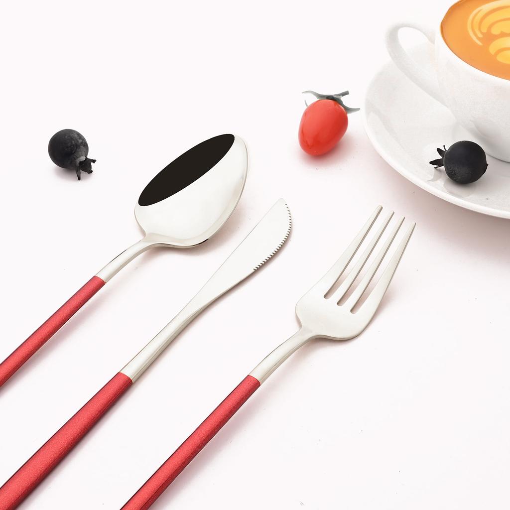 Rainbow 18/10 Stainless Steel Dinnerware Set Kitchen Flatware Tableware Sets Knife Fork Spoon Tea Spoon Cutlery Set Service for 6