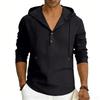 Men S Casual Hooded Long Sleeve Henley Shirt Breathable Top