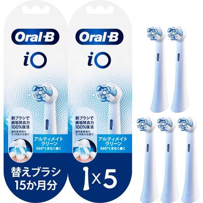 Braun iO Electric Toothbrush Replacement Brush Ultimate 5 Oral-B Set, Clean, White, Brushes, IORBCW-5EL
