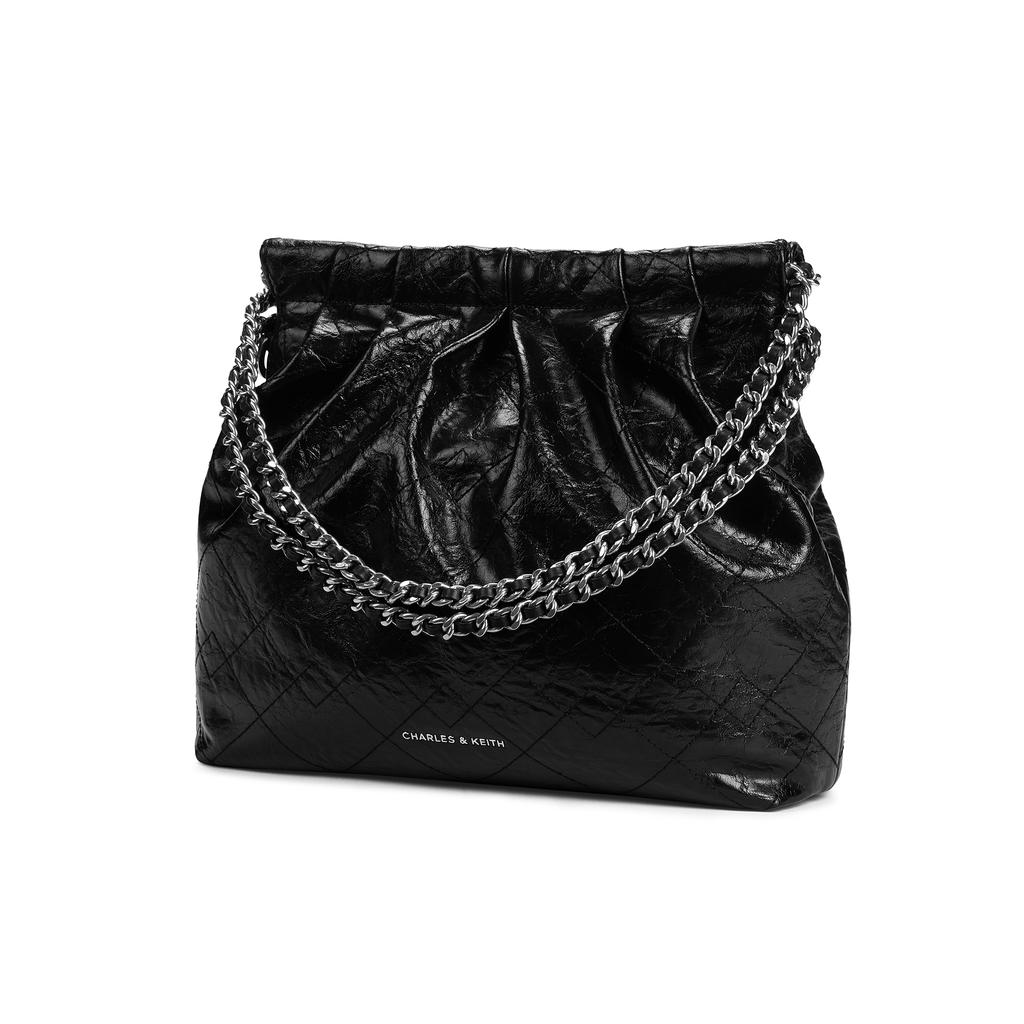 New CHARLES&KEITH PU Underarm Hobo Bag, Tote Bag, Shopping Bag, Shoulder Bag Women's Black/White/Chocolate/Composite Color CK2-20671559