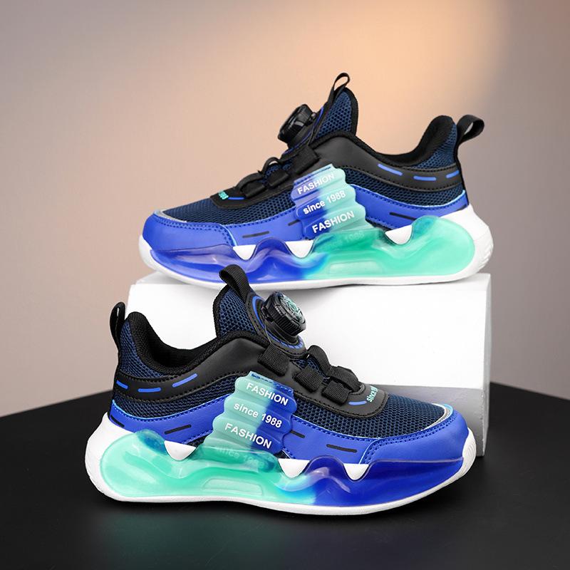 Boys Sneakers Breathable Mesh Boys Running Spring and Autumn Middle School Older Children Rotary Buckle Children ABC Campus Versatile Shoes