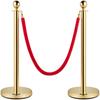 Crowd Control Stanchion, Set of 8 Pieces Stanchion Set, Stanchion Set with 5 ft/1.5 m Red Velvet Rope, Gold Crowd Control Barrier w/ Sturdy Concrete