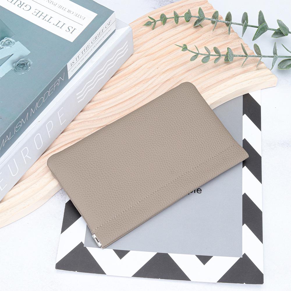 

Ultra-Thin Top Grain Cowhide Ladies Wallet with Automatic Closure and Lipstick Storage