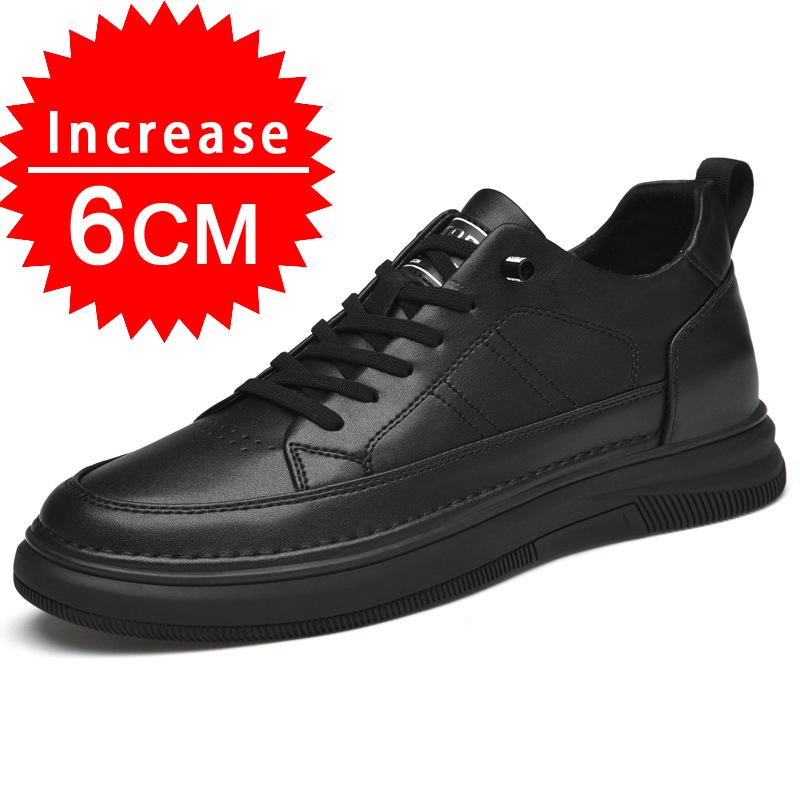 Pantofi sport din piele naturală pentru bărbați, pantofi sport cu ridicare, invizibili, respirabili, cu înălțime de 8/10 cm, adidași casual la modă pentru bărbați 2024