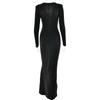 Long Sleeve Ruched Sexy Maxi Dress For Women Gown Fashion Skew Collar Draped Thigh High Split Club Long Dress