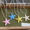 Bohemian Starfish Necklace Dopamine Bead Summer Clavicle Chain Starfish Choker  Photography Props