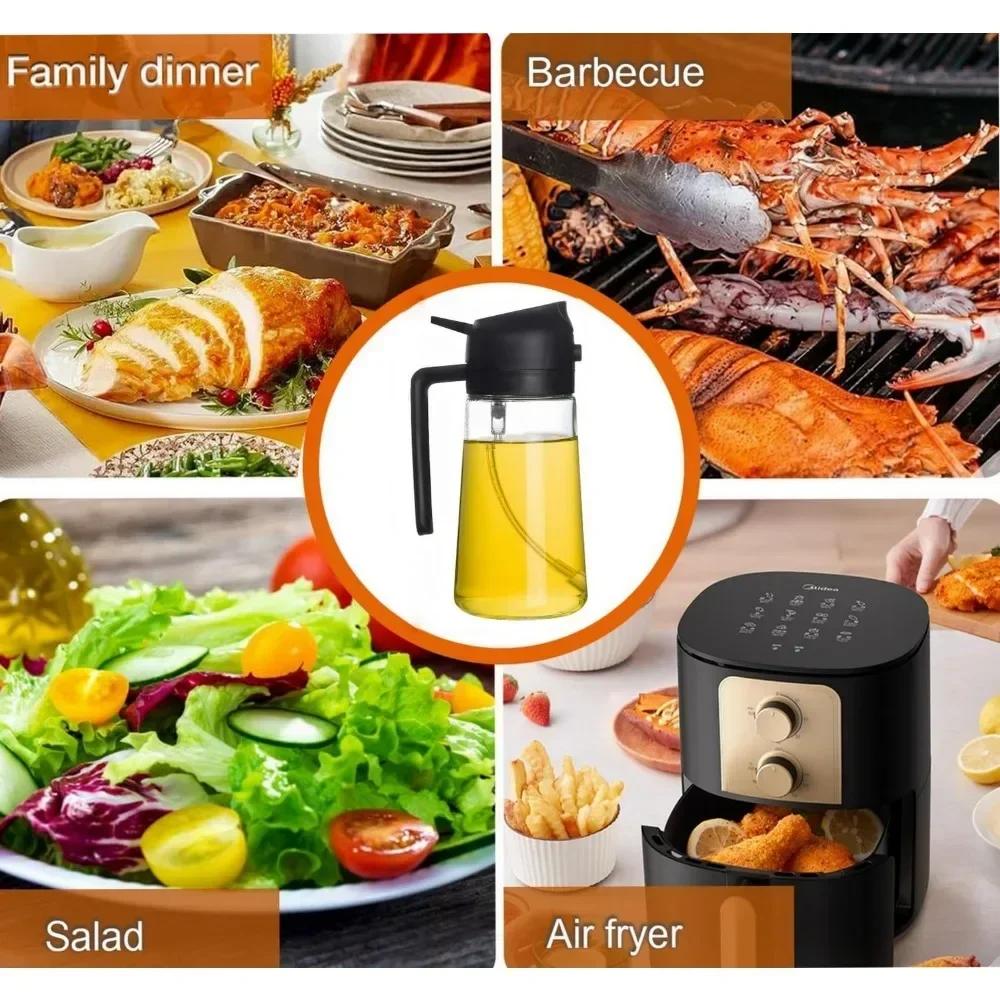 Sticlă Dispenser Ulei de Măsline 2 în 1 500 ml Pulverizator de Ulei din Plastic pentru Ulei de Gătit Rezervor Pulverizare Ulei BBQ Copt Picnic Ustensile de Bucătărie pentru Acasă