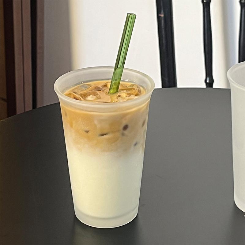 Matte Frosted Glass Coffee Cup 340ml Single Layer Tumbler Hot Cold Drinks Office Home Cafe Use