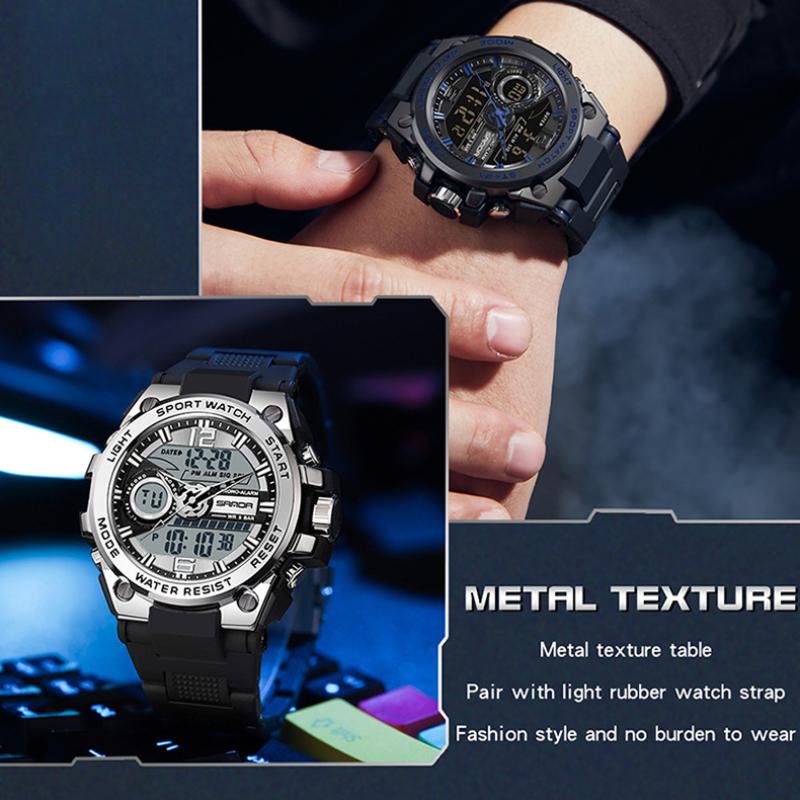 SANDA Casual Waterproof Electronic Watch LED Luminous Display Gel Strap Temperament Electronic Watch