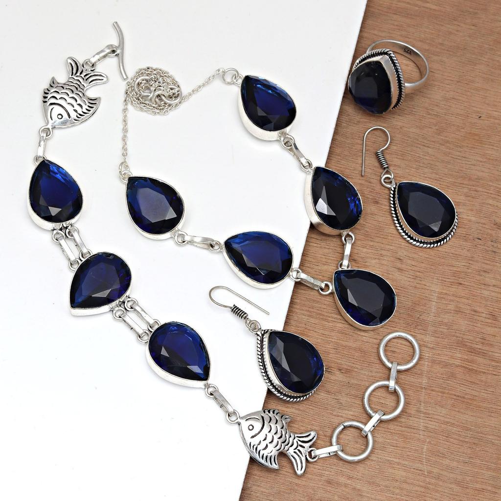 Set Amethyst Pendant Earrings Girls Earring Necklace Sterling