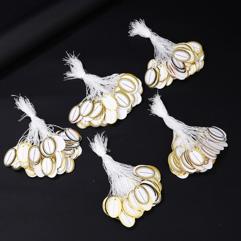 500Pcs Oval Price Labels for Jewelry Display Sturdy Paper Hanging Cards with Pre Punched Holes