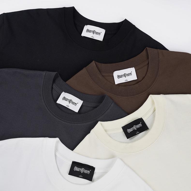 Solid Color Women's Summer Drop Shoulder T-shirt, Plus Size, Loose Fit, Double Gauze, 260g, Hong Kong Style.