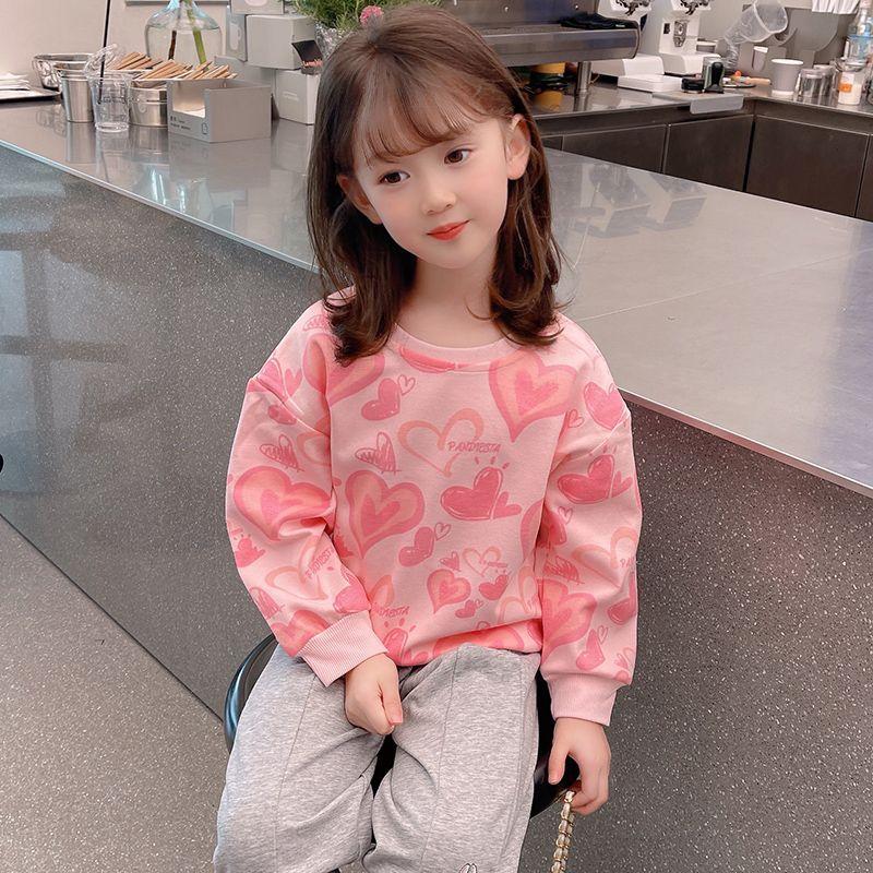 Girls Pink Princess Pullover Sweatshirt Spring Autumn Casual Top For Kids Baby Long Sleeve Shirt