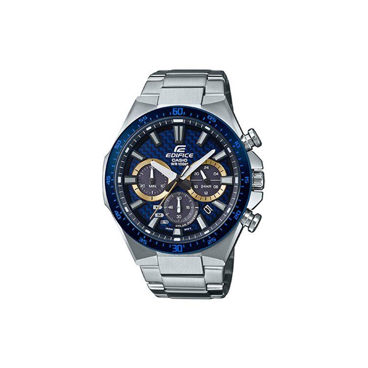 Casio Edifice Series Racing Dashboard Waterproof Minimalist Fashion Casual Solar Quartz Movement Men Watches Blue EQS-800BCD-2AVUPRD Regular Watch Box,Blue Dial Silver Strap