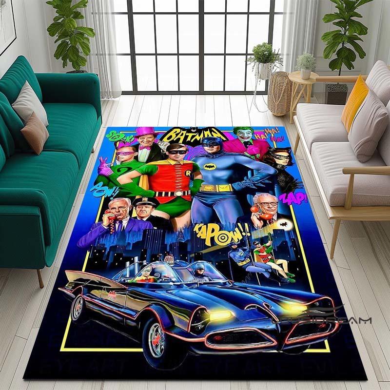 Cartoon Classic: Batman Area Rug — Batman Logo Accent Rug for Living Rooms & Kids' Bedrooms — Comfortable, Non-Slip, and Durable