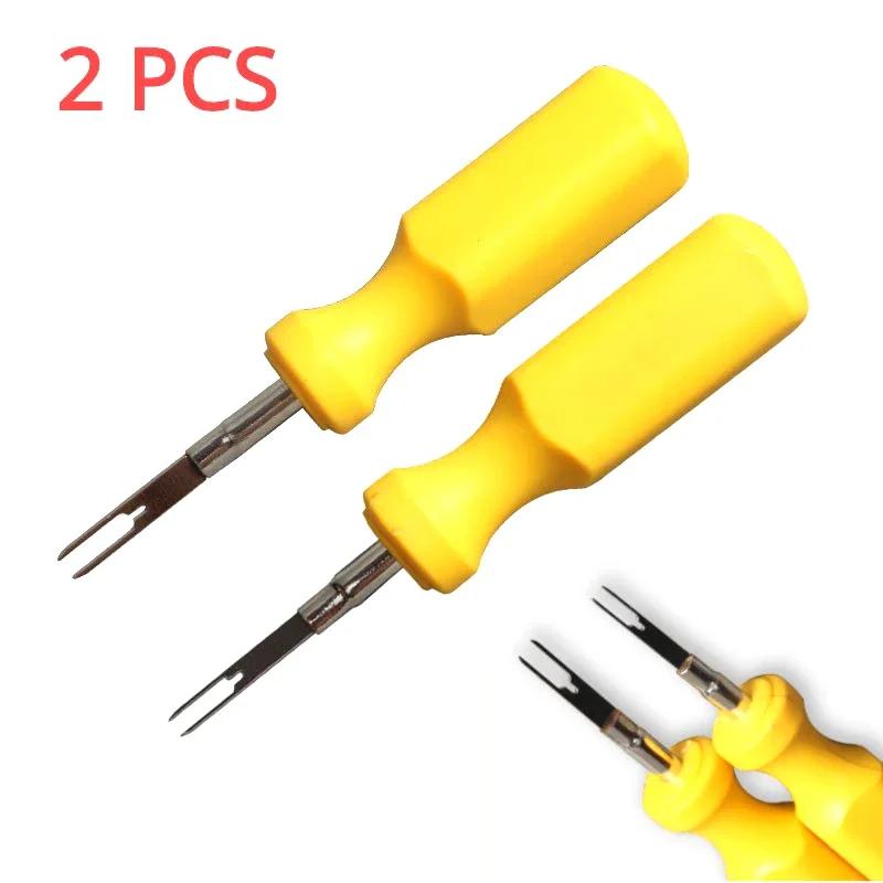 2pcs/Set Car Plug Terminal Removal Tool Key Pin Extractor Puller 2mm 3mm Electrical Wire Connector With Handle Automotive Repair