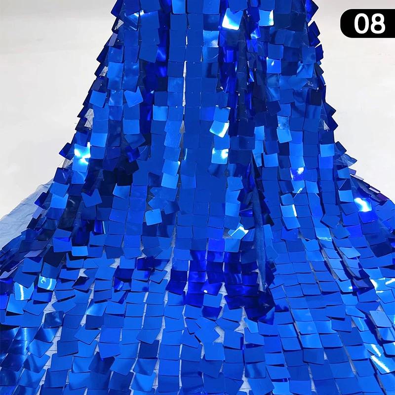 1 Yard Monochromatic Big Square Shiny Mesh Base Fabric Costume Sequin Fabric Women Evening Banquet Dress Sewing Diy Sold By Yard