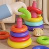 Puzzle Éducatif Précoce Montessori pour Enfants Tour Arc-en-ciel Amusante Collier Jouet Interactif Coordination Œil-Main