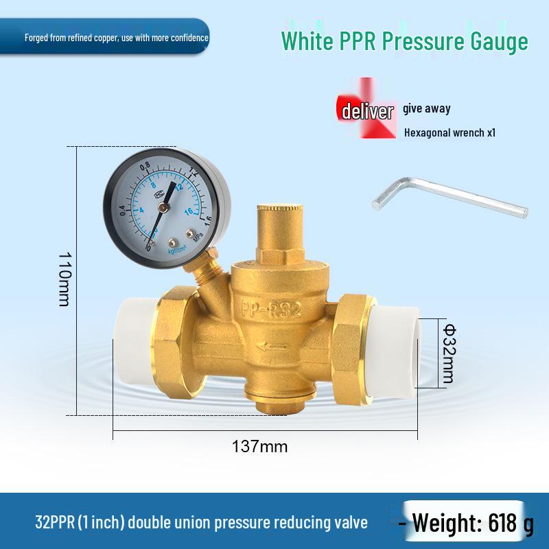 Water Pipe Pressure Reducing Valve for Home Heaters - PPR20/25/32, 4-Point PE Fitting