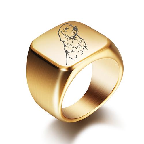 Free Engrave New Silver/Gold/Black/Blue Square Big Width Signet Rings Customized Fashion Finger Men Ring Titanium Steel Jewelry