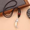 Retro woven dog tooth necklace men's and women's long niche personalized wolf tooth pendant pendant sweater chain accessories