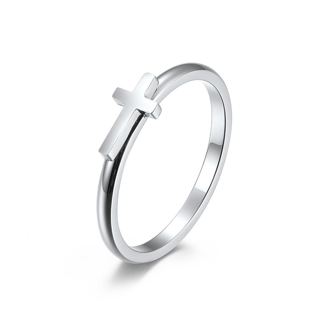 Stainless Steel Hollow Cross Ring for Men and Women Wedding Proposal Ring Couple Pairing Ring