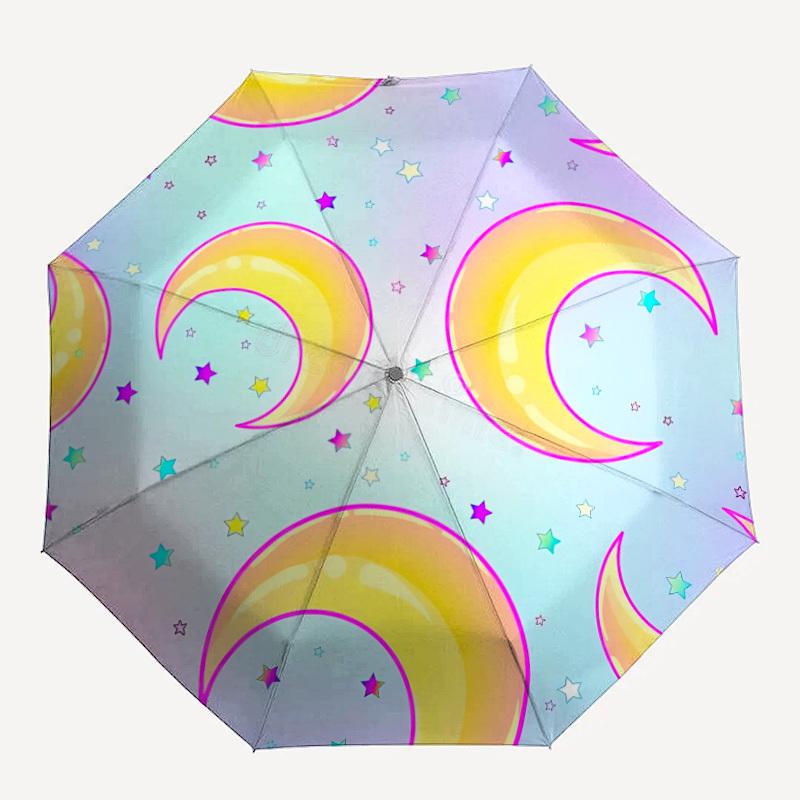 1pc Moon, Starry Sky Automatic Open/Close Umbrella - Portable Collapsible Umbrella with 8-Rib Stability, Fashion Lovers yy251017105