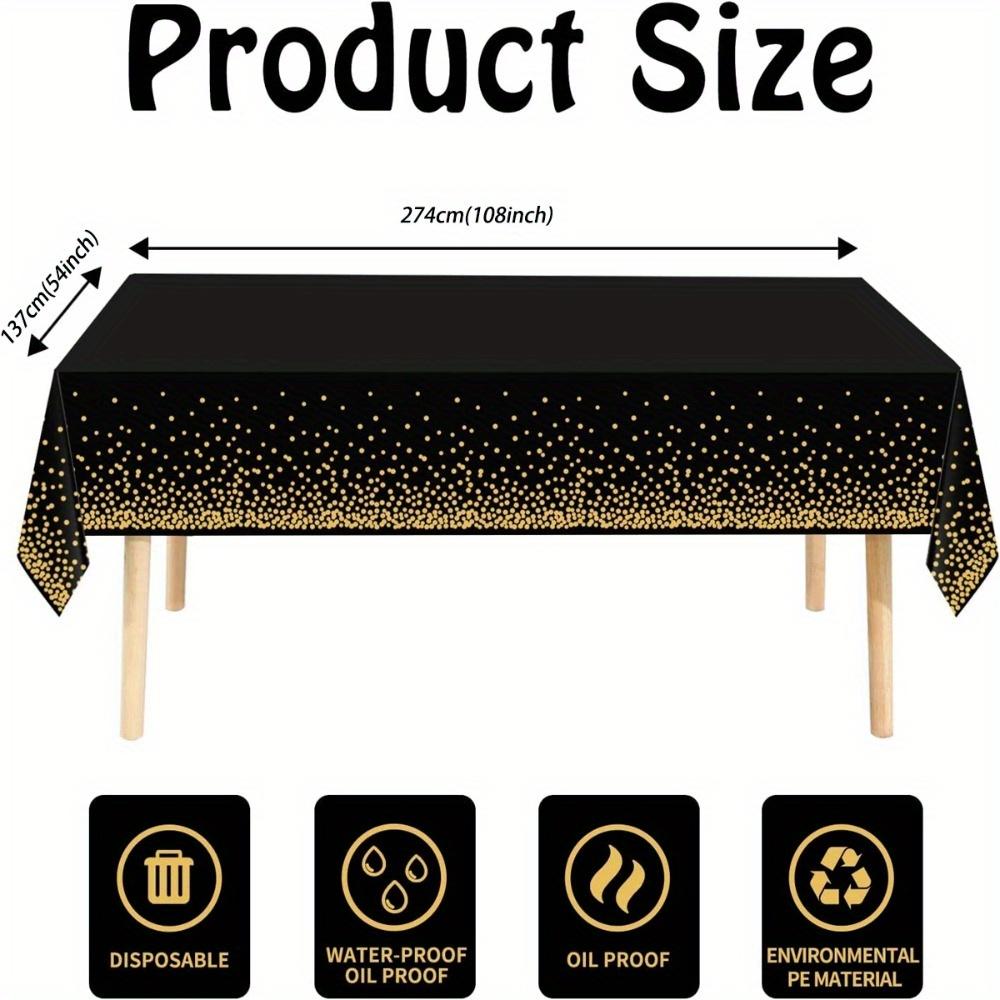 1PC Tovaglie Bianche Usa E Getta 137x274 Cm Tovaglie Rettangolari Impermeabili Con Punti Dorati Per Decorazioni Per Feste Di Compleanno, Matrimoni