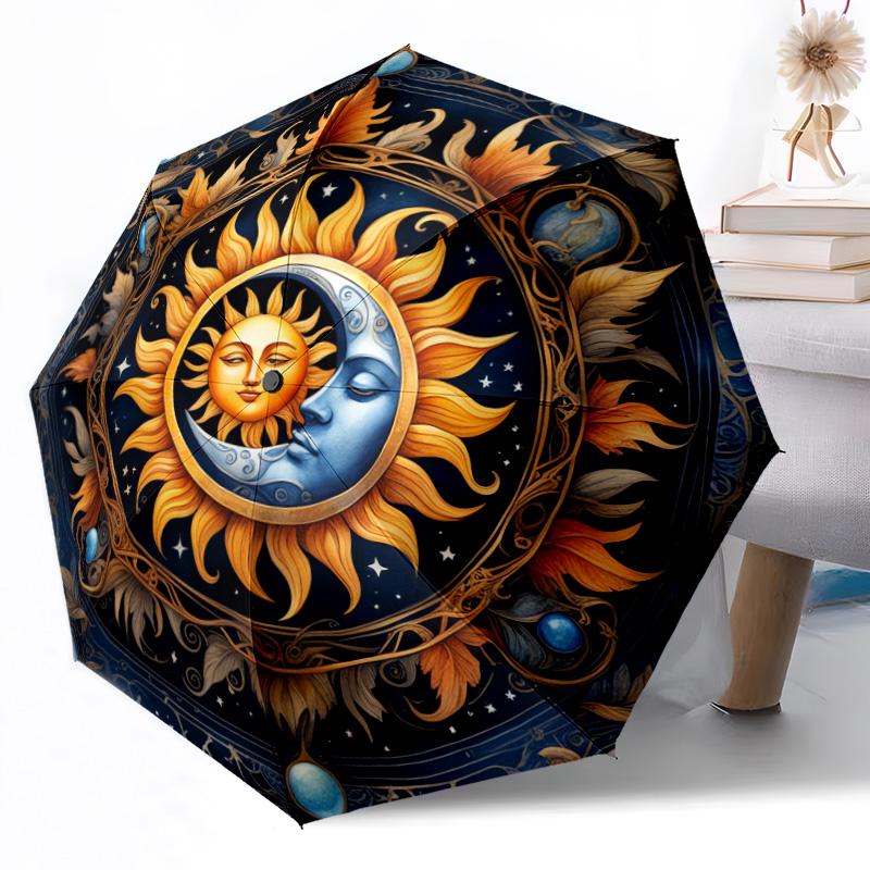 Moon Automatic Umbrella Compact 8-Rib Weight Weight Travel Essential Elegant Women's Umbrella Best for Christmas