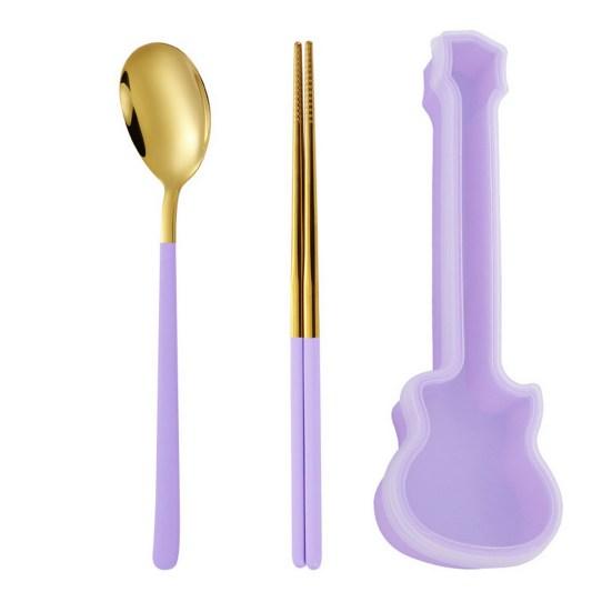 1 Set Spoon Chopsticks Food Grade Mirror Polish Smooth Edge Rust-proof Corrosion Resistant Dinning