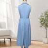 Summer Maxi Shirt Dress for Women Sleeveless Button Down Lapel Long Dress Beach Vacation A-line Flowy Sundress with Pockets